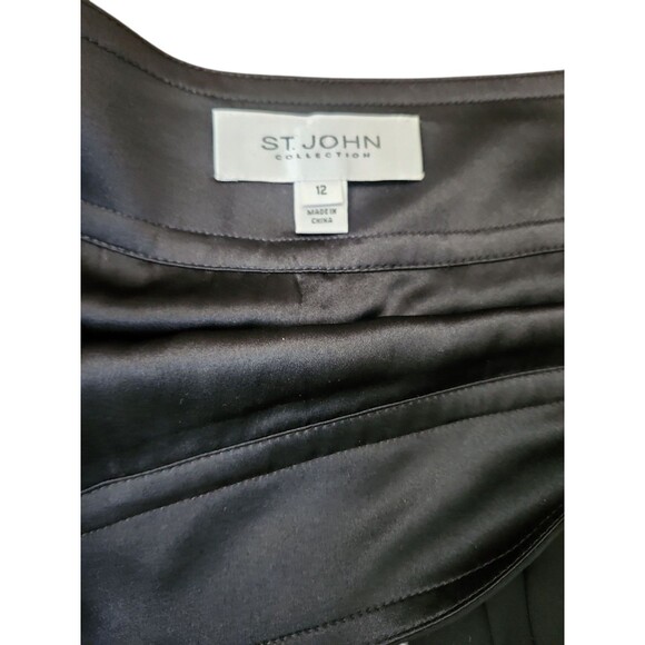 St. John Collection Silk Crepe Pleated Skirt Womens Size 12 Old Money Classic - Picture 5 of 9